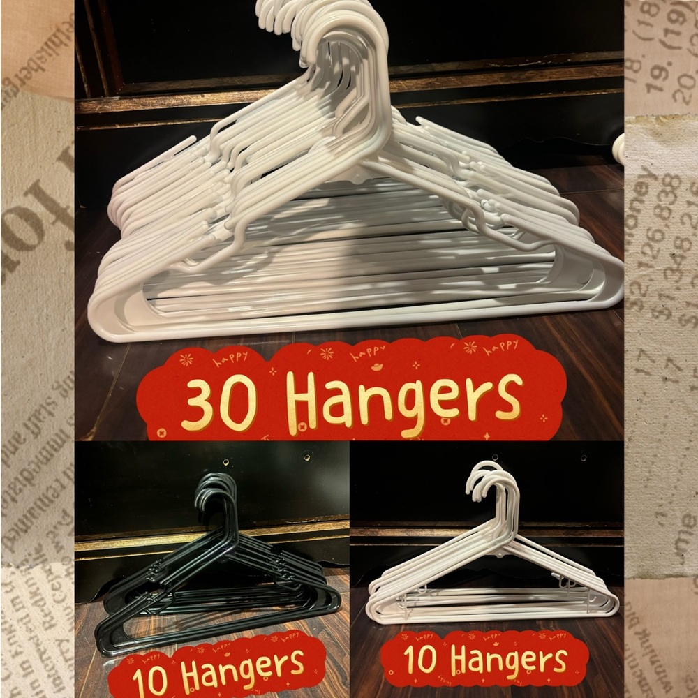 White and Black Plastic Hangers Set